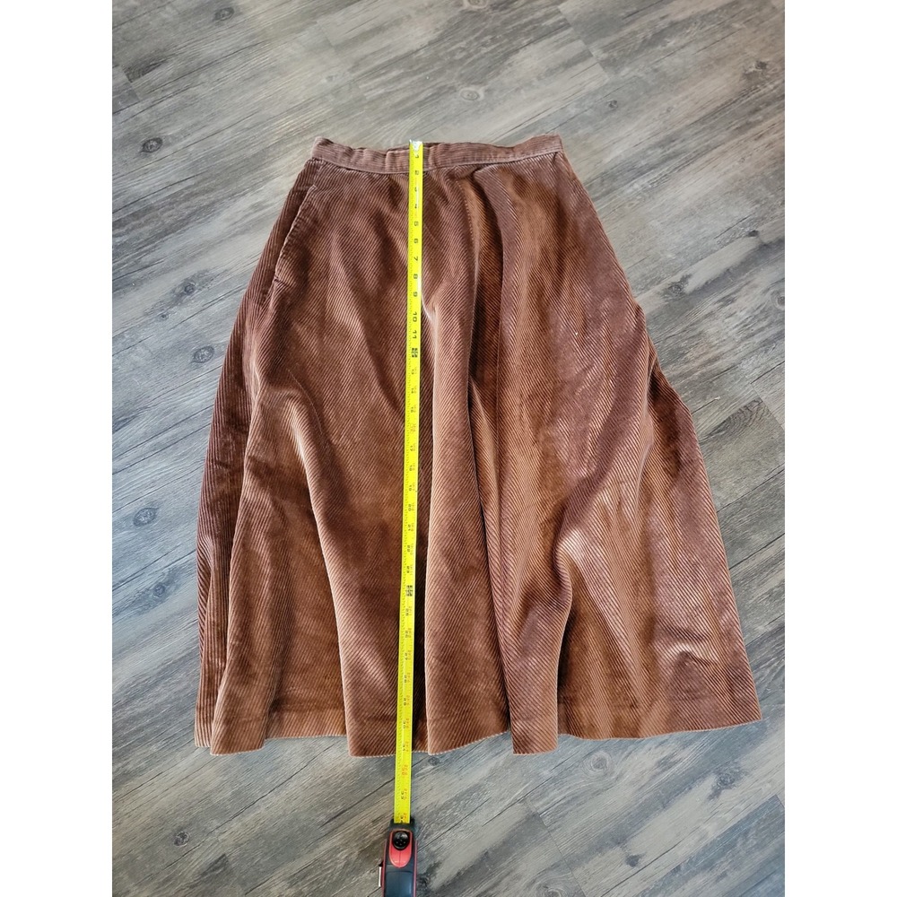 Evan-Picone‎ Vintage Brown Corduroy Midi Skirt High Waist A-Line 29W - Picture 5 of 7